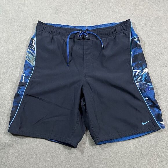 Nike Swim‎ Trunks Mens Medium Blue Brief Lined Pockets Summer Board Shorts - Picture 1 of 8